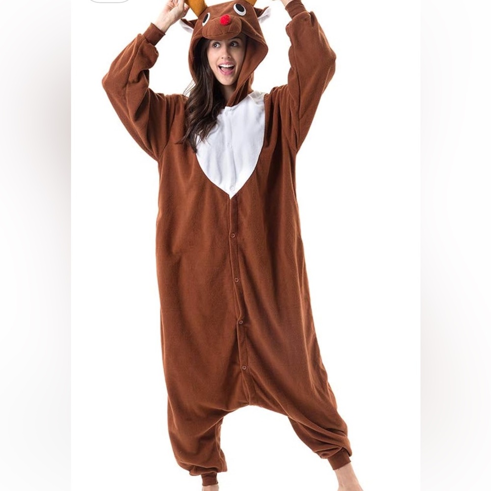 Brown reindeer Onesie Pajamas unisex